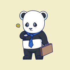 Cute cartoon character Panda Businessman with Briefcase