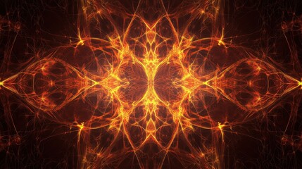 Fiery Fractal Mandala Abstract Symmetrical Energy.