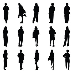 Vector collection set of individual people silhouettes.	
