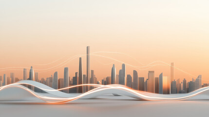 Obraz premium Futuristic Cityscape with Digital Overlay