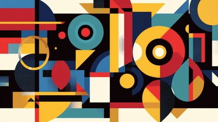 Obraz premium Vibrant Geometric Shapes in Bold Colors with Abstract Design Elements