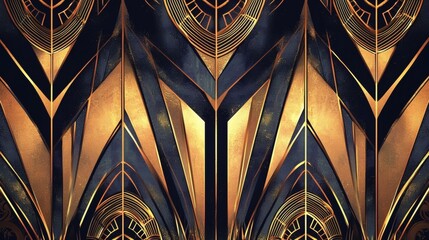 Elegant Art Deco Pattern with Gold and Black Geometric Design