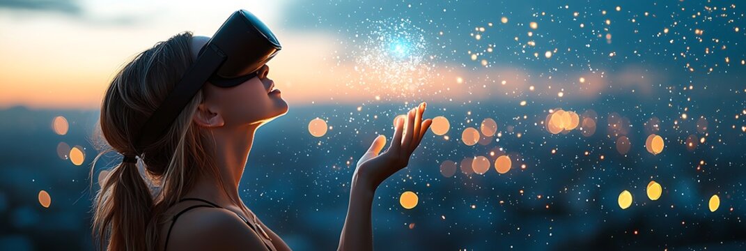 VR experience at sunset