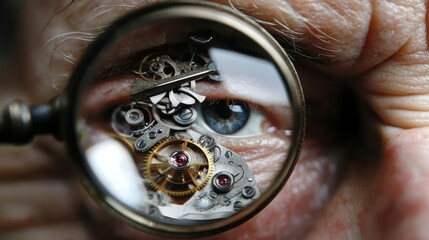 Watchmakers Precision Eye on Intricate Clockwork.
