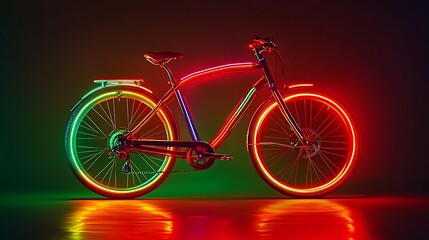 Fototapeta premium Neon Cruiser Bike Night Ride with City Glow.
