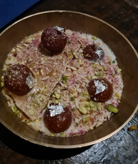 Traditional Indian Dessert in Brass Bowl