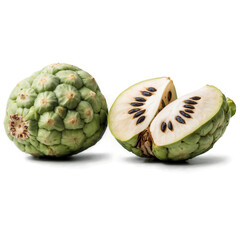 Annona cherimola whole and halved