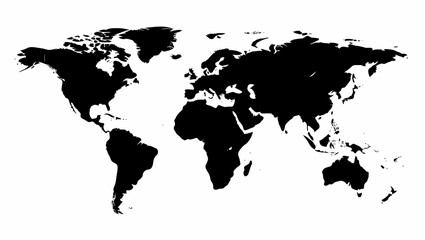 World map silhouette black vector illustration