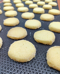 Freshly Baked Round Cookies on Tray