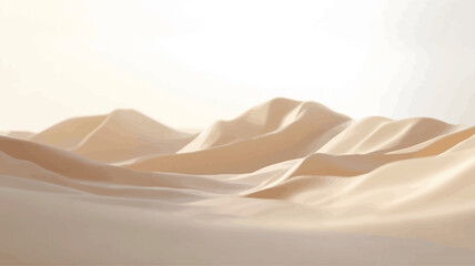 The image depicts a stylized, abstract landscape of sand dunes or mountains. The color palette is predominantly beige and cream, with subtle variations in shading to suggest depth and form. The