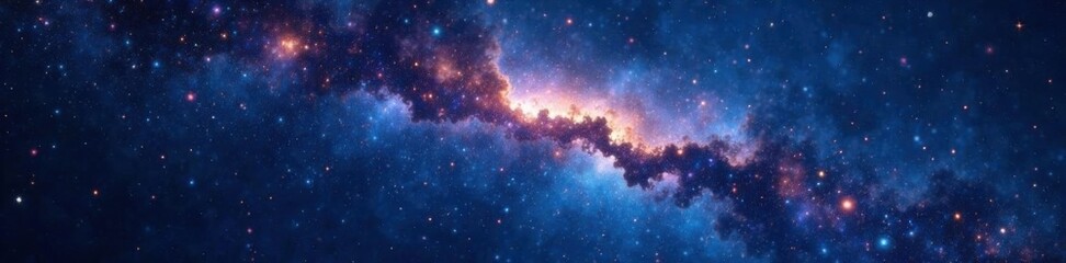 Obraz premium A vast expanse of twinkling stars and swirling space dust against a dark blue background , cosmic dust, celestial, starry night