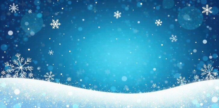 Winter landscape with blue background and delicate hand-drawn snowflakes, delicate art , snowflake patterns, winter wonderland