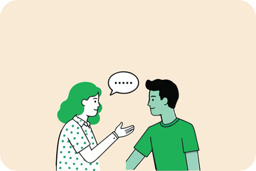 Fototapeta premium Two People Talking: Communication, Conversation, and Dialogue Vector Illustration Art