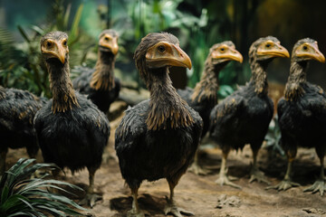 Fototapeta premium flock of dodo birds, standing on ground