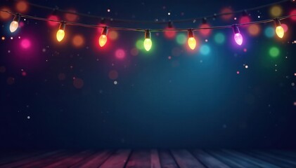 Colorful retro holiday Christmas lights string hanging on a seamless background vector border , holiday, decoration, vector