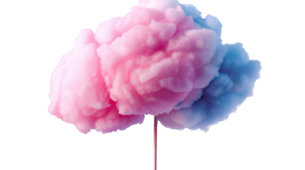 Colorful Cotton Candy Delight: A vibrant close-up of a fluffy, cloud-like cotton candy treat in hues of pink and blue, evoking feelings of nostalgia and sweet indulgence. 