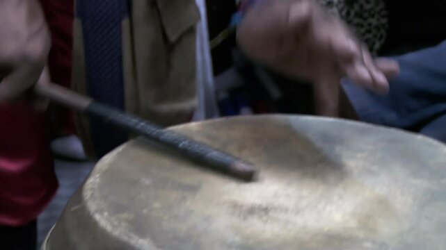 Batucada Playing Candombe Drums in the Streets of Montevideo, Uruguay, Close-Up - 4K