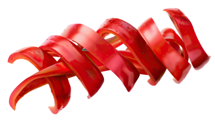 Artistic Red Pepper Slices: Intriguing shot of vibrant red pepper slices artistically arranged, highlighting texture and form. The image is a testament to food photography.