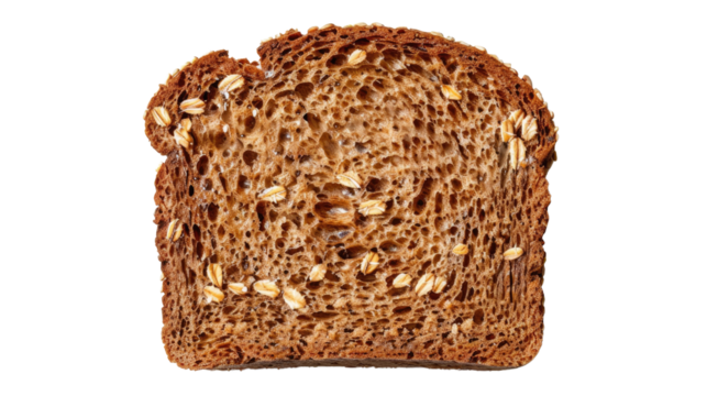 Grain Bread's Slice: A close-up shot of a slice of multigrain bread, revealing the texture and ingredients of the wholesome loaf.