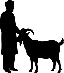 Silhouette of a Man with a Goat - Eid al-Adha Qurbani Vector