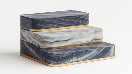 Stylish Gray and White Marble Boxes Stack