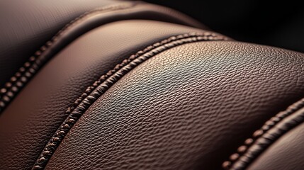 Smooth Brown Leather Upholstery with Detailed Texture and Stitching
