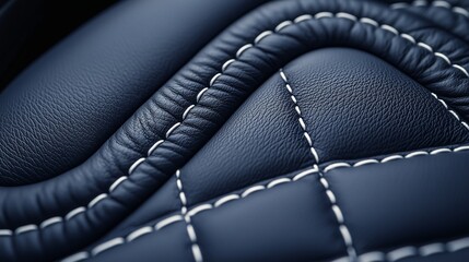 Deep Navy Quilted Leather Upholstery Detail for Design Projects