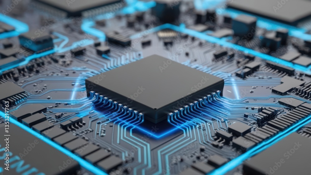 Poster advanced computer chip showcasing next-generation nano sensors for enhanced detection technology