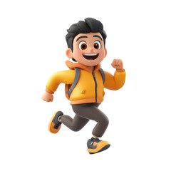 Animated Boy Character Running With Backpack