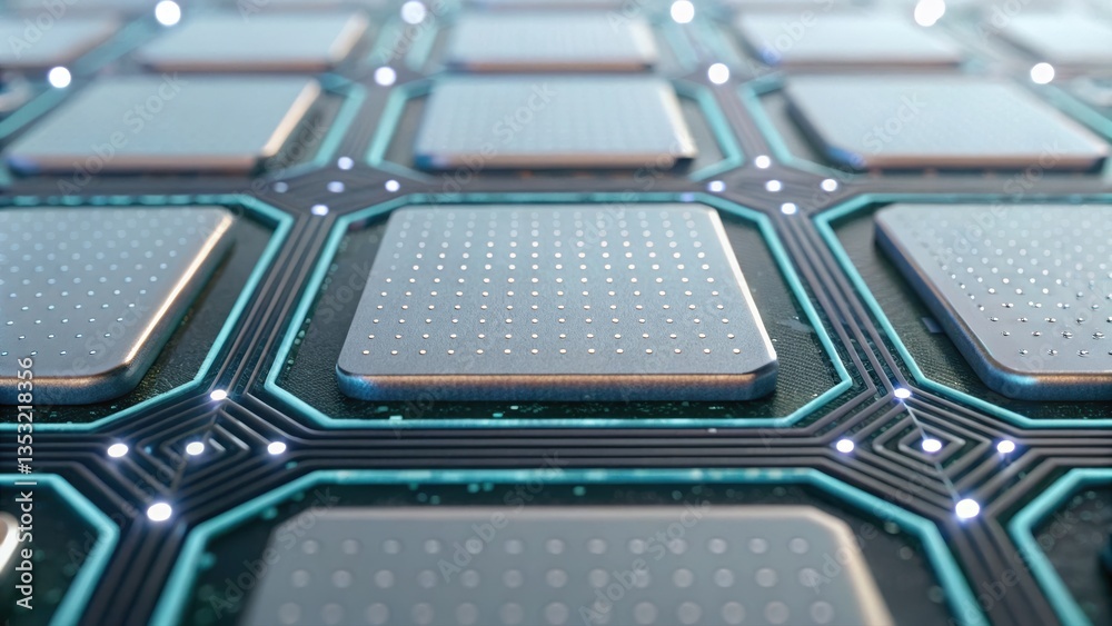 Poster advanced computer processor featuring smart nano coatings for microscopic protective layer technolog