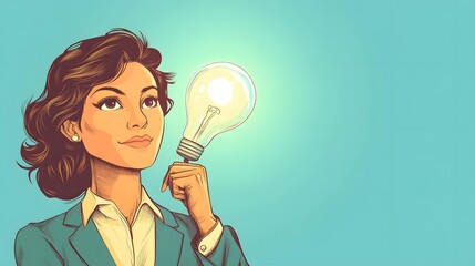 Professional Businesswoman Sharing Innovative Ideas in Corporate Meeting Cartoon Illustration