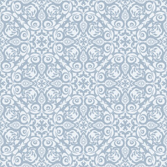 Elegant Blue Damask Seamless Pattern for Sophisticated Decorative Design . Vector illustration.