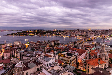 Evening view of Istanbul skyline, Turkey