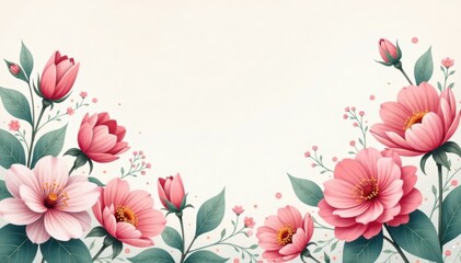 Soft Pastel Floral Illustrations, soft pastel colors, watercolor background