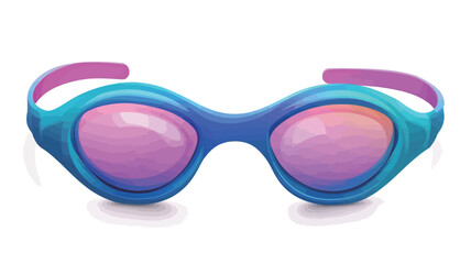 Fototapeta premium Close-up studio shot of a pair of swimming goggles. The goggles are predominantly blue with pink lenses and pink accents on the head strap. The lenses show a subtle reflection. The image is