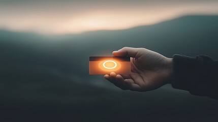 Fototapeta premium Hand Holding Credit Card with Sunset.