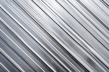 Obraz premium A close-up view of shiny, metallic surface featuring diagonal lines, showcasing reflections and a modern industrial aesthetic.