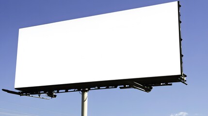 Obraz premium Outdoor advertising billboard mockup with a blank white panel under a bright blue sky UHD 4K Image
