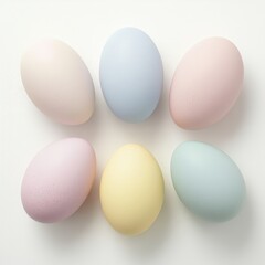 Beautifully arranged pastel eggs on a clean white background, perfect for spring celebrations and seasonal events, evoking warmth and creativity in design