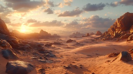 Sunset Desert Landscape Wide Shot