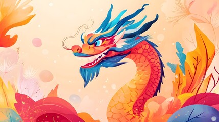 Obraz premium 2024 Chinese Lunar New Year Dragon Banner for Festive Celebrations and Cultural Events