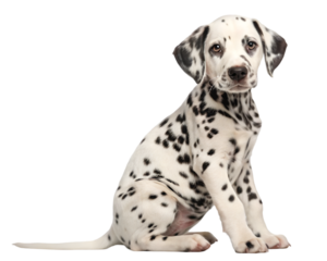 Dalmatian Puppy Sitting and Looking at the Camera – Isolated Transparent PNG

