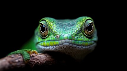 Fototapeta premium Close-up of a vibrant green lizard