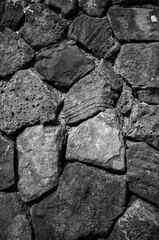Detailed Stone Wall Closeup in Black and White.