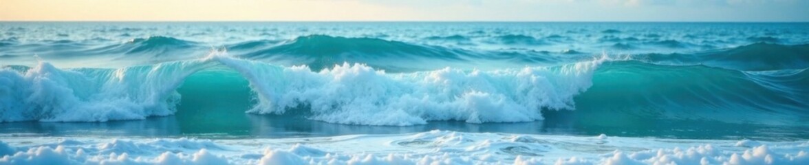 Fototapeta premium Soothing oceanic hues blend into gentle waves, tranquil, ocean, calm