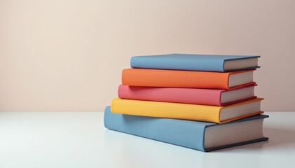 Three book covers stacked in a pile on a minimalist background , cover, color palette