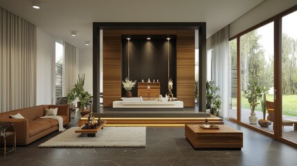 Fototapeta premium Modern Interior Design Concept with Minimalist Elements and Plants