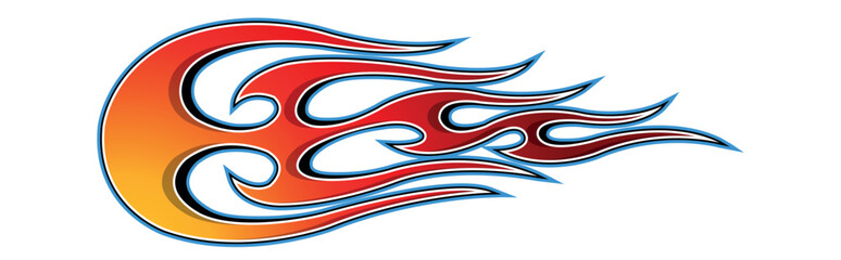 Fire flames racing car decal vector art graphic. Burning tire and flame sports car body side vinyl decal. Side speed decoration for cars, auto, truck, boat, suv, motorcycle.