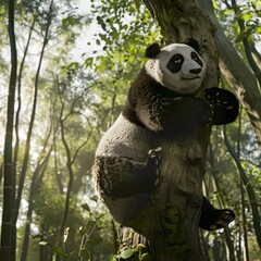 Obraz premium A highly detailed photorealistic image of a giant panda 