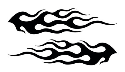 Burning tires and flames car decal vinyl sticker. Racing car tribal fire flames vector art graphic.
